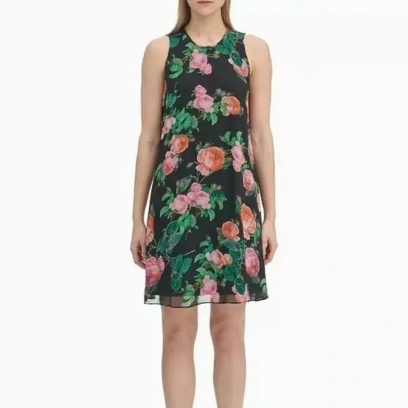 Calvin Klein Women's Printed Trapeze Dress - Black - 6